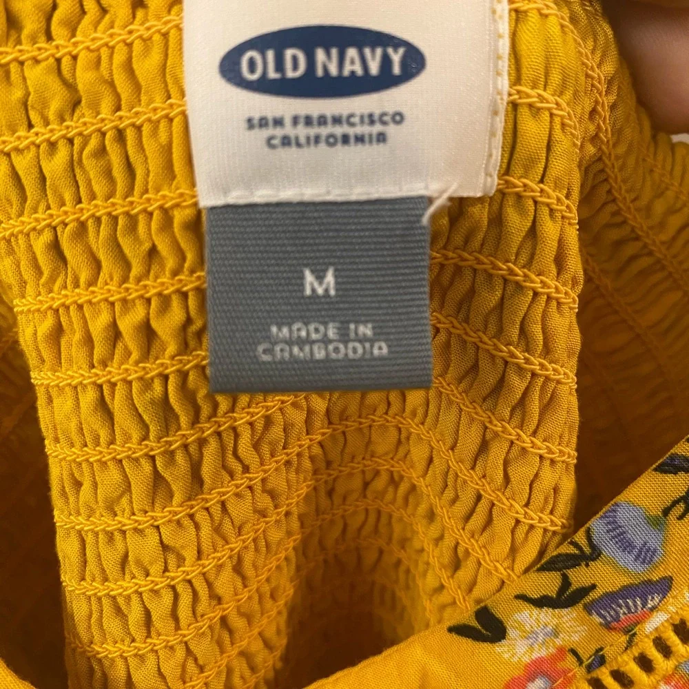 Old Navy Yellow Floral Cami Midi Dress Size M